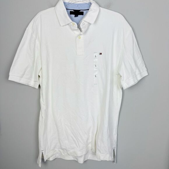 TOMMY HILFIGER | NEW White Polo Short Sleeve Shirt W/ Logo Men’s Size Large - Picture 2 of 9